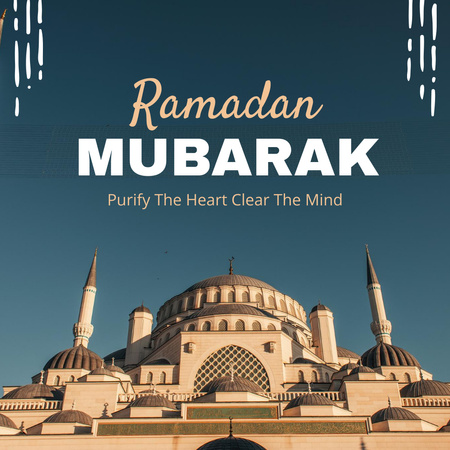 Plantilla de diseño de Mezquita pintoresca para el saludo del Ramadán Instagram 