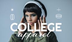 College Merch Offer with a Beautiful Woman in Headphones