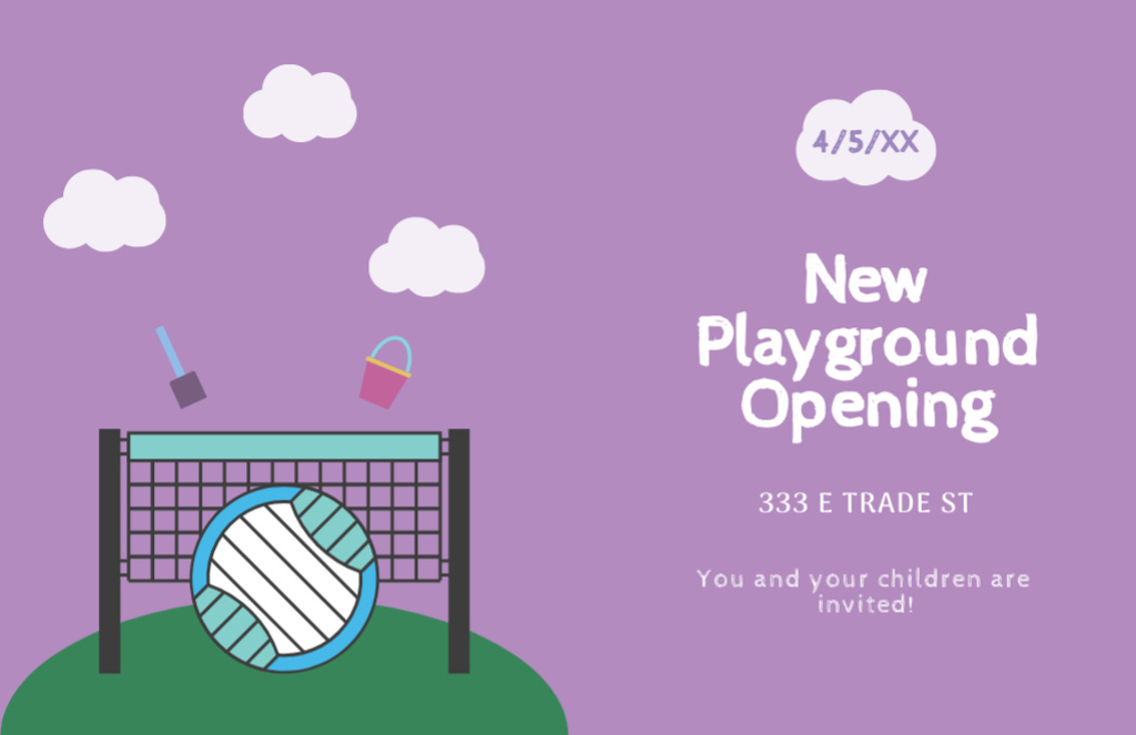 Plantilla de diseño de Kids Playground Opening Announcement with Volleyball Flyer 5.5x8.5in Horizontal 