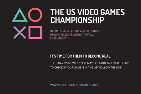 convite do campeonato de jogos de vídeo Postcard 4x6in Modelo de Design