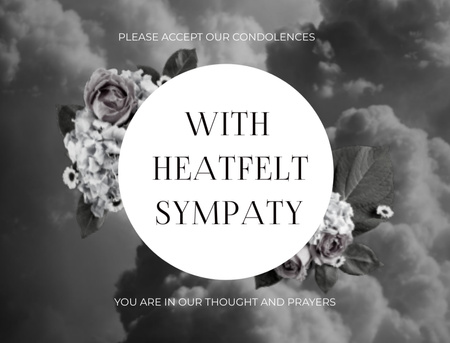 Sympathy Phrase with Flowers and Clouds Postcard 4.2x5.5in Design Template