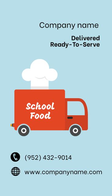 Advertising Service for Delivering Food to School Business Card US Vertical tervezősablon
