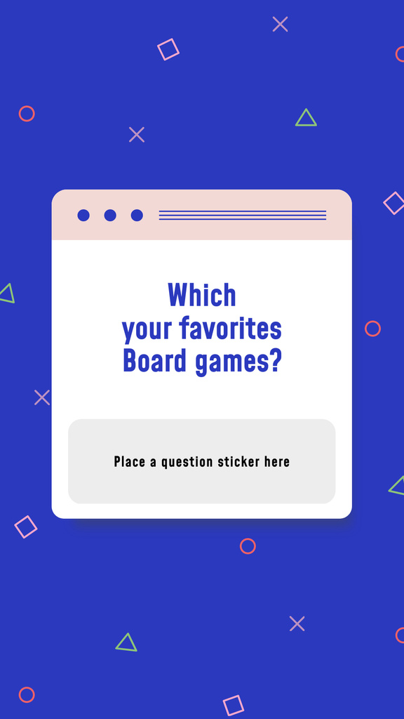 Favorite Board Games question on blue Instagram Story – шаблон для дизайну