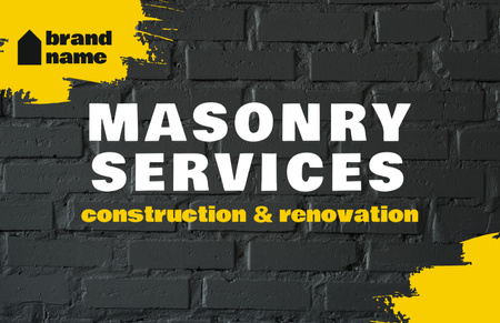Masonry Construction and Renovation Business Card 85x55mm Tasarım Şablonu