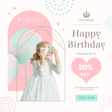 Happy Birthday Little Princess Instagram Design Template