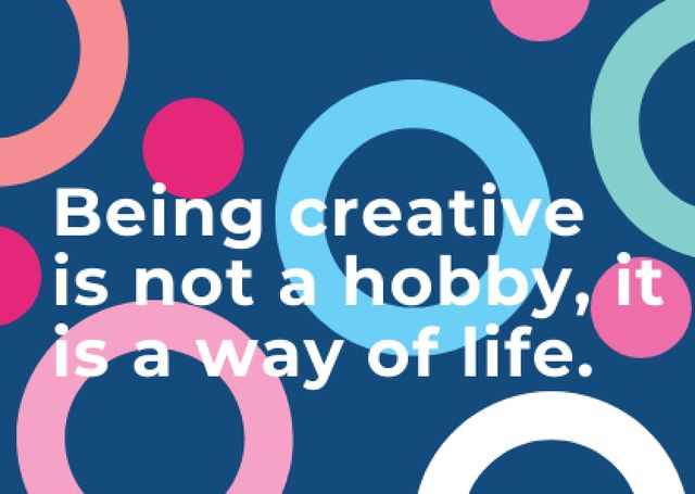 Creativity Quote on Colorful circles pattern Postcard – шаблон для дизайну