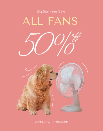 Fans Sale Offer with Cute Dog Poster 22x28in Design Template