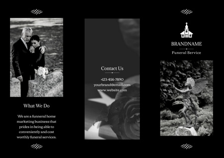 Funeral Services Advertising on Black Brochure Design Template