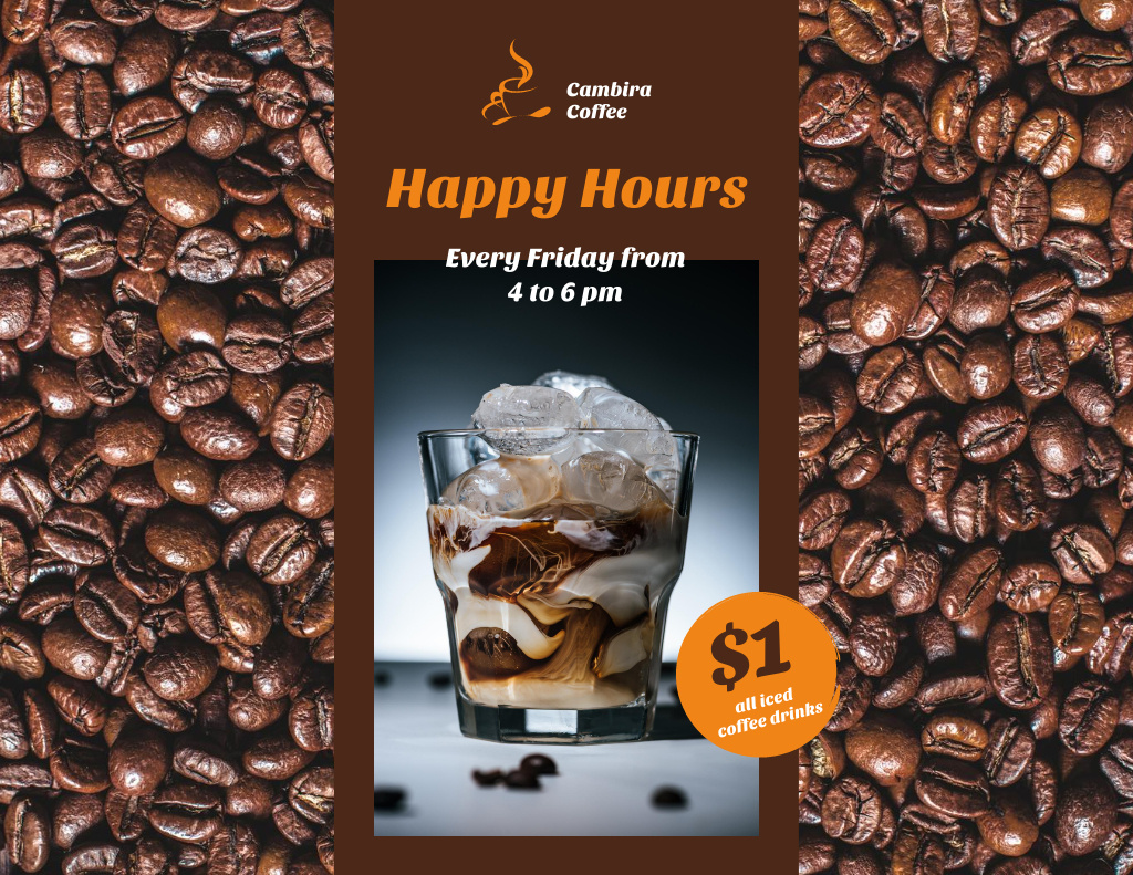 Ontwerpsjabloon van Flyer 8.5x11in Horizontal van Sale of Latte Drinks