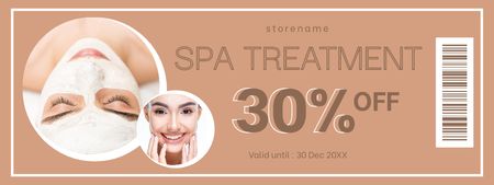 Spa Treatment Discount with Woman in Face Mask Coupon Design Template