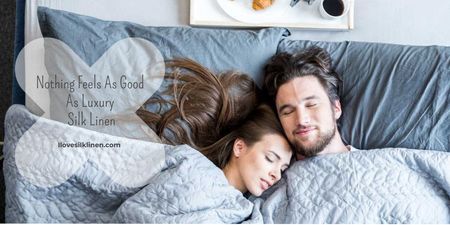 luxuoso linho de seda oferta com casal dormindo Twitter Modelo de Design