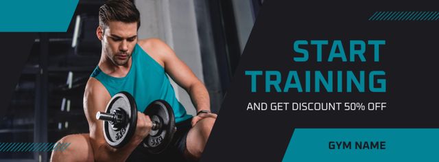 Discount Offer on Gym Training Facebook cover Πρότυπο σχεδίασης