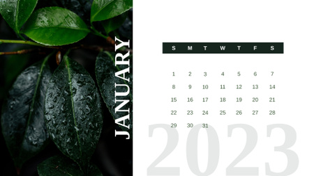 Dew on Green Plants Calendar Design Template