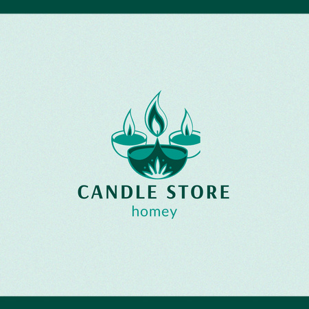 Aromatic Candles Store Ad on Green Logo 1080x1080px Design Template