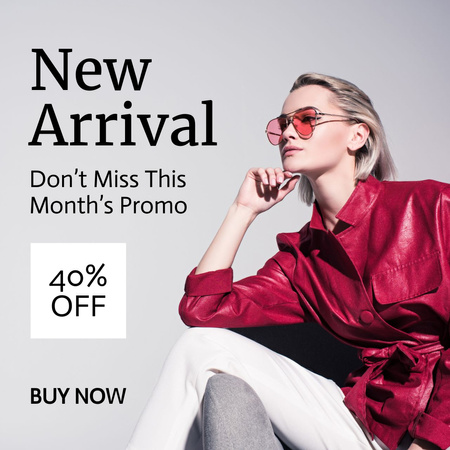 Discount Offer with Stylish Woman in Sunglasses Instagram Design Template
