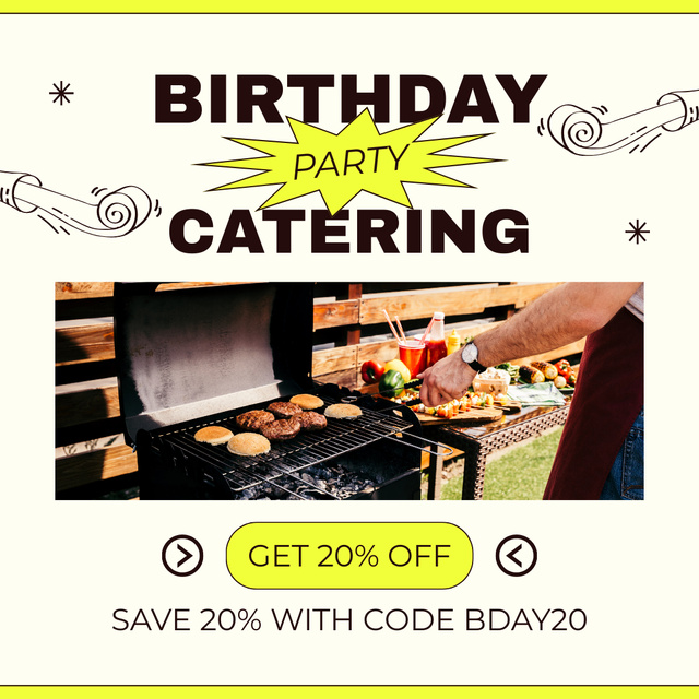 Designvorlage Birthday Party Catering Services Offer für Instagram