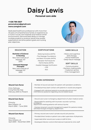 Personal Care Aide Skills and Experience Specialist Offer Resume Design Template
