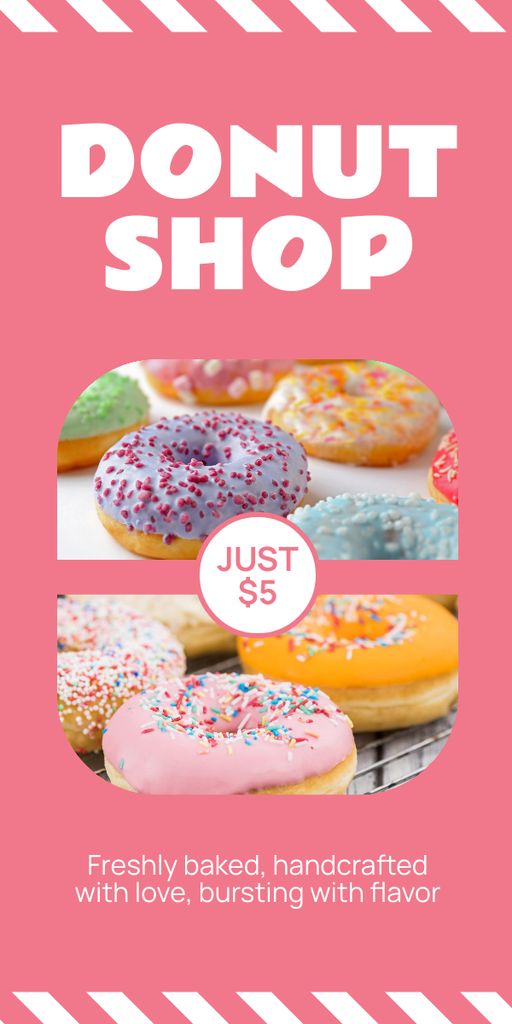 Favorable Prices for All Types of Donuts Graphic Πρότυπο σχεδίασης
