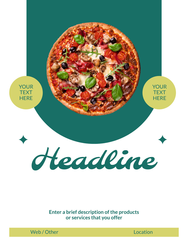 Delicious Round Pizza with Olives Poster US Modelo de Design