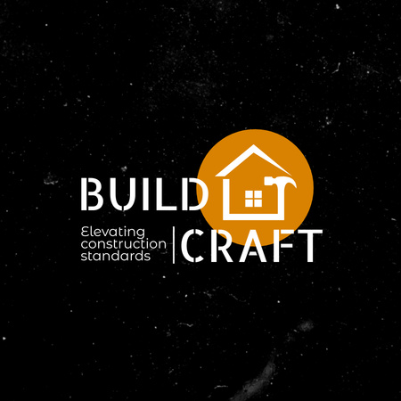 Ontwerpsjabloon van Animated Logo van Verantwoordelijk bouwbedrijf met Hammer Icon-promotie