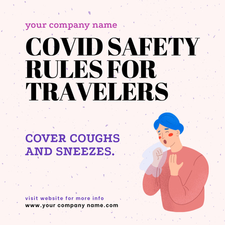 Modèle de visuel Règles de sécurité du coronavirus pour les voyageurs - Instagram