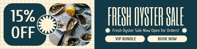 Ad of Fresh Oyster Sale with Discount Twitter Modelo de Design