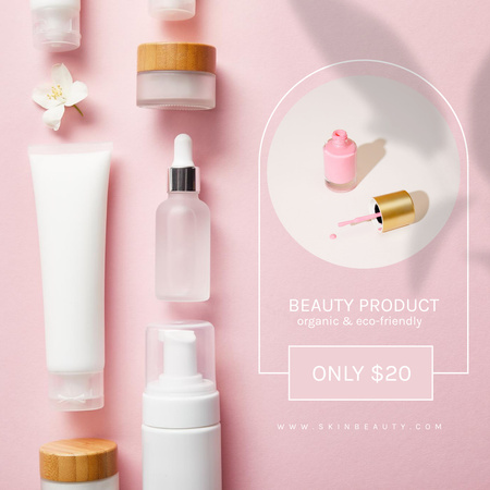 Designvorlage Bargain Price Offer for Beauty Products on Pink für Instagram