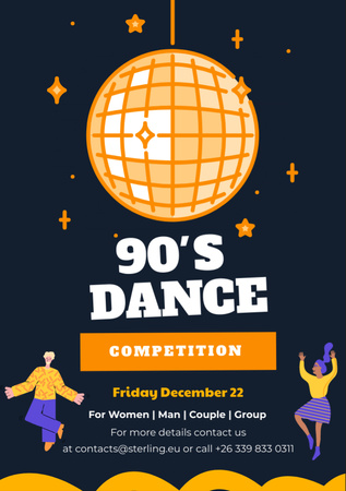 Plantilla de diseño de 90's Dance Competition Announcement Flyer A7 