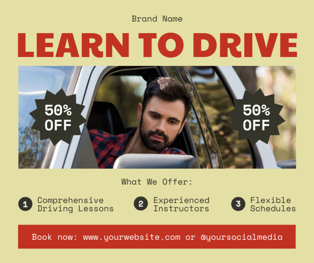 Perfect Driving Course With Experienced Instructors And Discounts Facebookデザインテンプレート