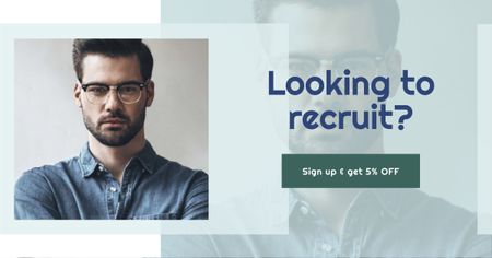 Plantilla de diseño de Recruit Offer with Businessman Facebook AD 