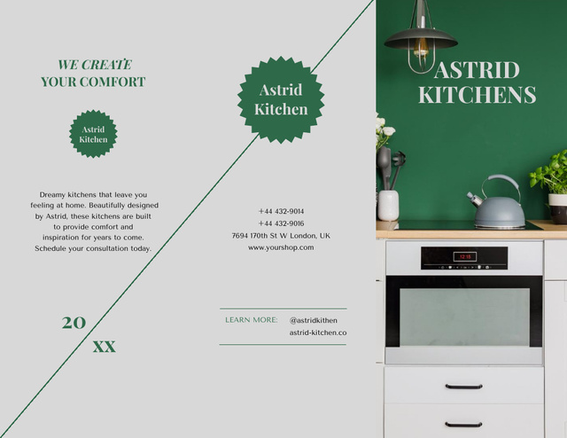 Plantilla de diseño de Comfortable Kitchen Interior Offer With Plants Brochure 8.5x11in 