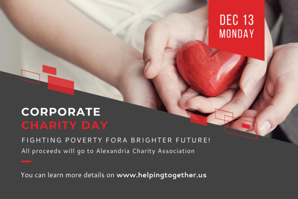 Corporate Charity Day from Heart to Heart Postcard 4x6in Design Template