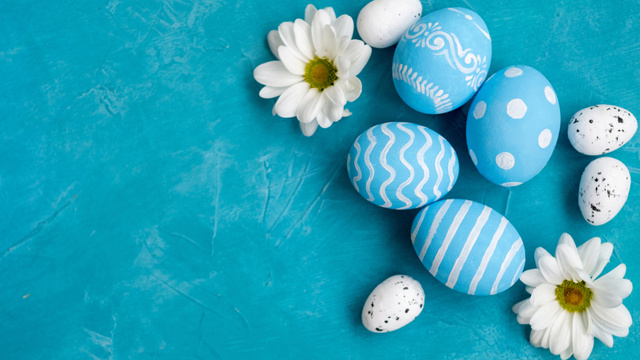 Template di design Easter Decor on Blue Zoom Background
