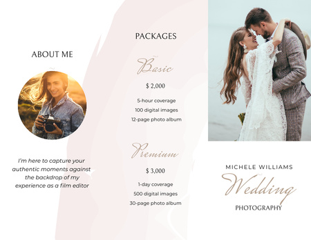 Wedding Photographer Services Brochure 8.5x11in Z-fold Tasarım Şablonu