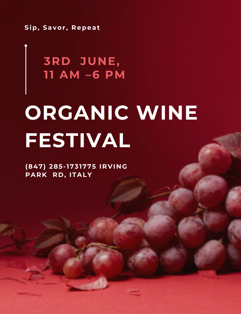 Organic Wine Tasting Festival Announcement Invitation 13.9x10.7cm Design Template