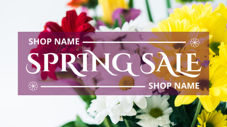 Spring Sale Announcement with Bouquet of Flowers Youtube Thumbnail Design Template