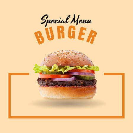 Special Menu Ad with Yummy Burger Instagram Design Template