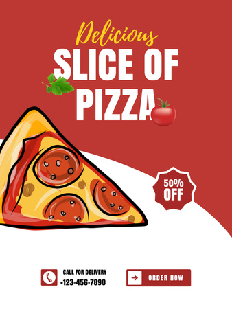 Tarjoa alennuksia Slice Pizzasta Poster US Design Template