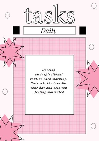 Daily Tasks Planning with Pink Abstract Stars Schedule Planner Design Template