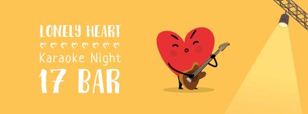 Heart playing Guitar on Valentine's Day Facebook Video cover Design Template