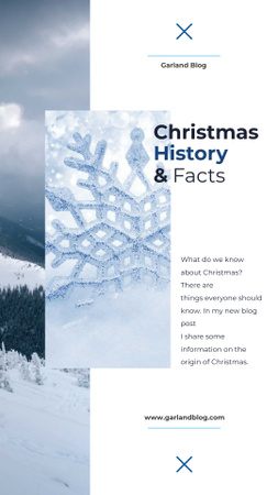 雪の結晶とクリスマスの山の景色 Instagram Storyデザインテンプレート