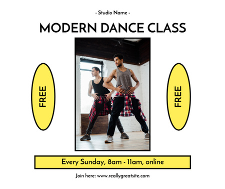 Anúncio de Aulas de Dança Moderna com Pessoas em Estúdio Facebook Modelo de Design