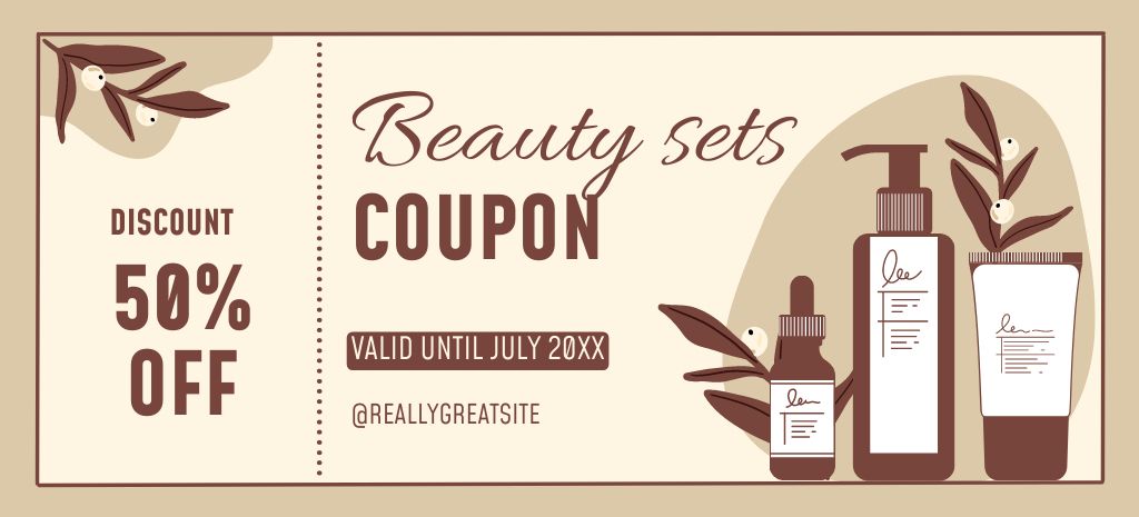 Discount on Beauty Sets Coupon 3.75x8.25in Design Template