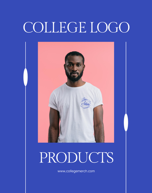 College Apparel and Merchandise with Young African American Poster 22x28in – шаблон для дизайна
