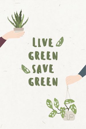 Template di design Green Lifestyle Concept with People holding Flowerpots Tumblr