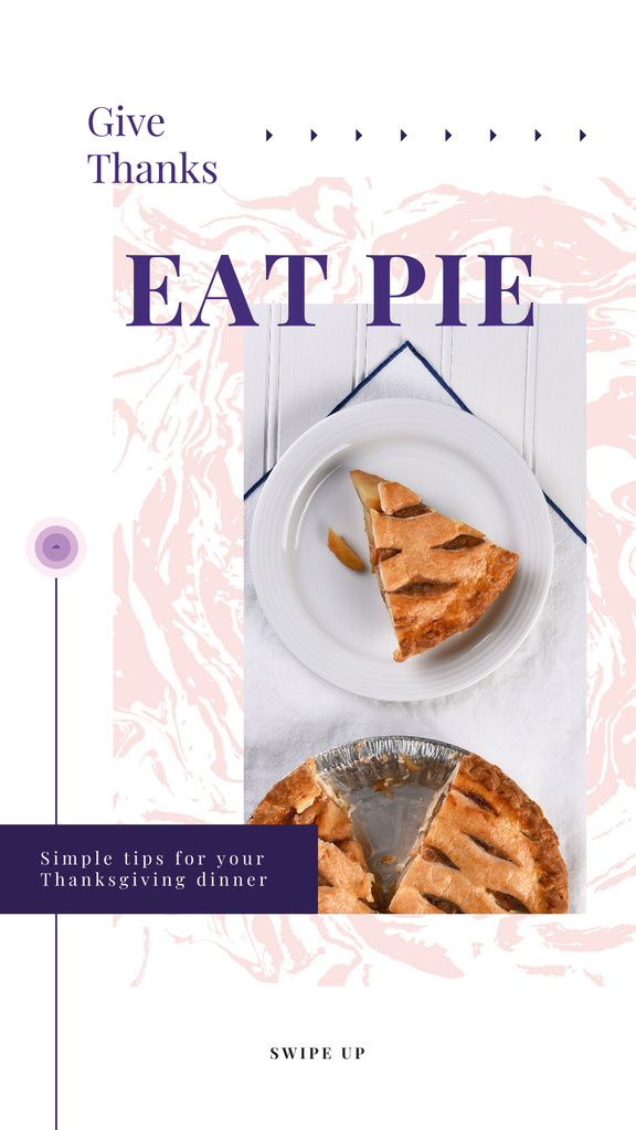 Baked Pumpkin Pie Served On Thanksgiving Day Instagram Story – шаблон для дизайну