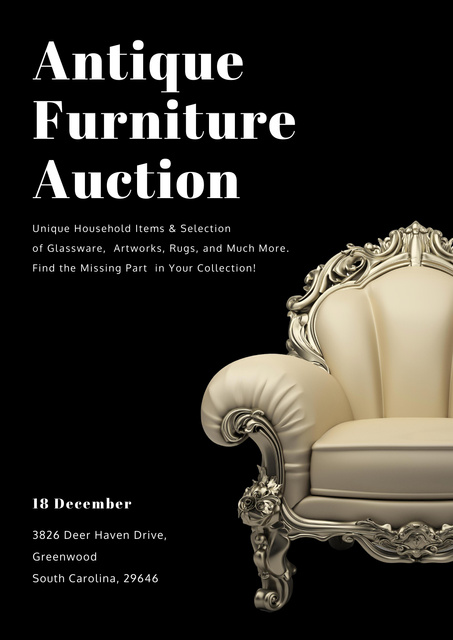 Designvorlage Antique Furniture auction für Poster