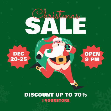 Cartoon Santa Claus on Christmas Discount Instagram AD Πρότυπο σχεδίασης