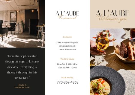 Modèle de visuel Restaurant Ad with Modern Minimalistic Interior - Brochure