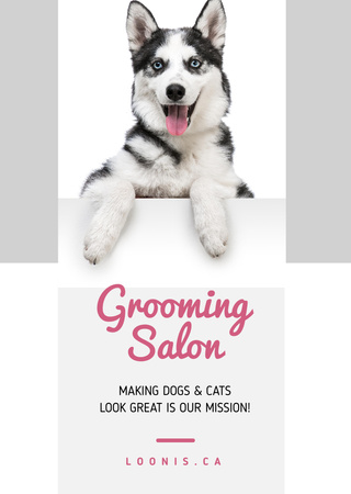 Grooming Salon Ad Cute Corgi Puppies Flyer A6 Design Template